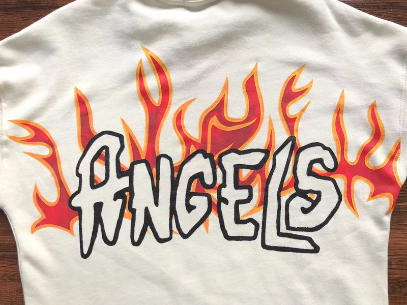 Свитшот Palm Angels Big Front Logo Lettering Decorated Flames "White" фото № 4