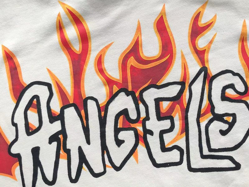 Свитшот Palm Angels Big Front Logo Lettering Decorated Flames "White" фото № 7