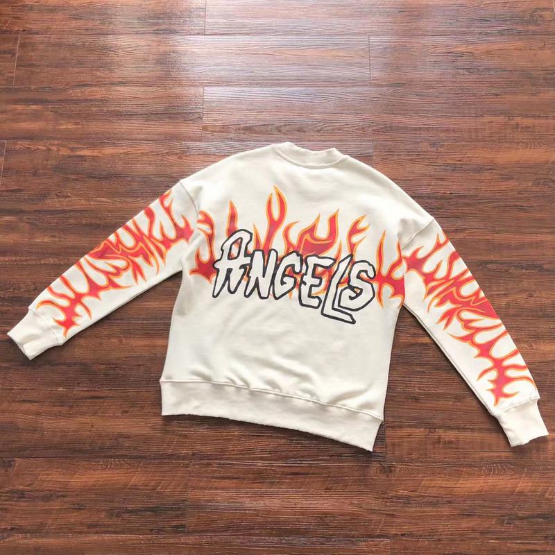 Свитшот Palm Angels Big Front Logo Lettering Decorated Flames "White" фото № 2
