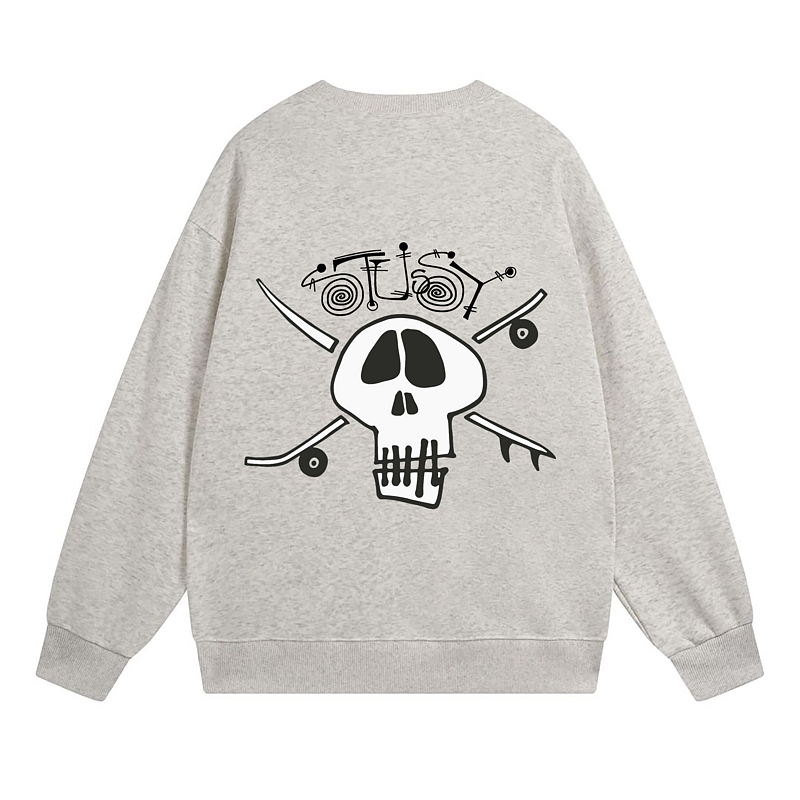 Свитшот Stussy Skull And Crossed Swords "Light Gray" фото № 2