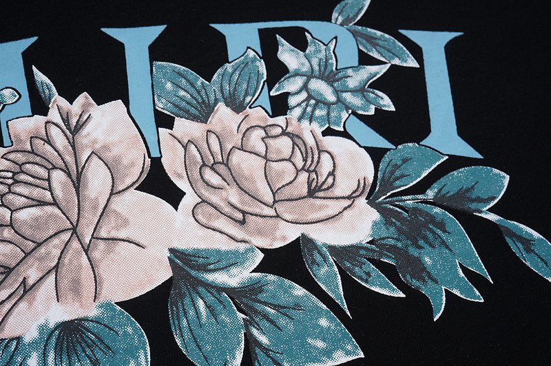 Футболка Amiri Logo Decorated With Flowers "Black" фото № 2