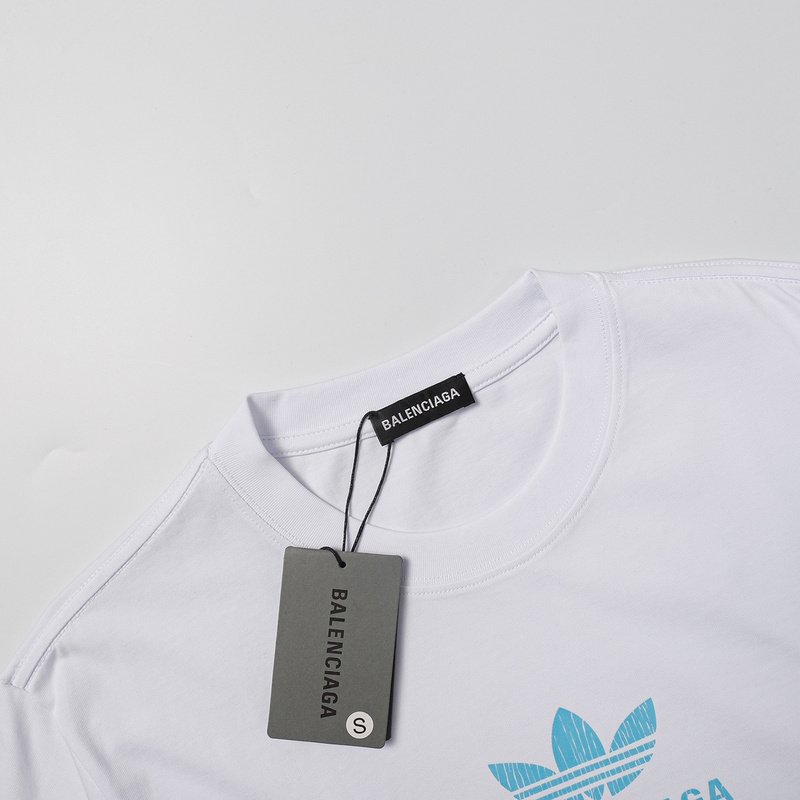 Футболка Balenciaga X Adidas With Blue Logo "White" фото № 2
