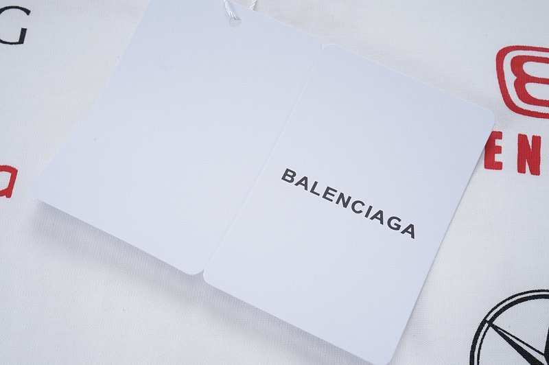 Футболка Balenciaga Logo Images And Signs "White" фото № 8