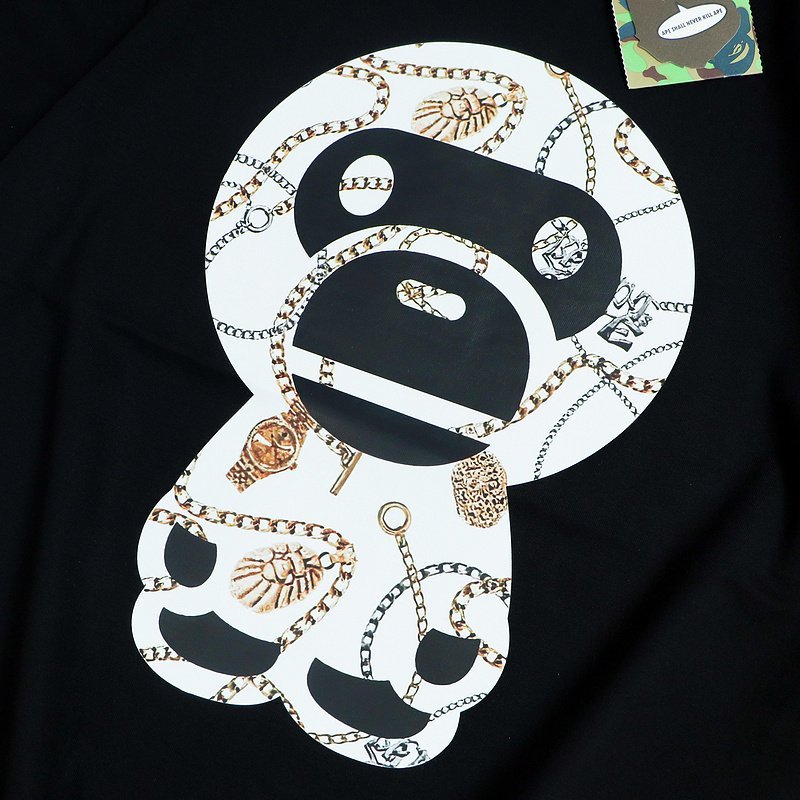 Футболка Bape Baby Monkey With Chains Background "Black" фото № 3