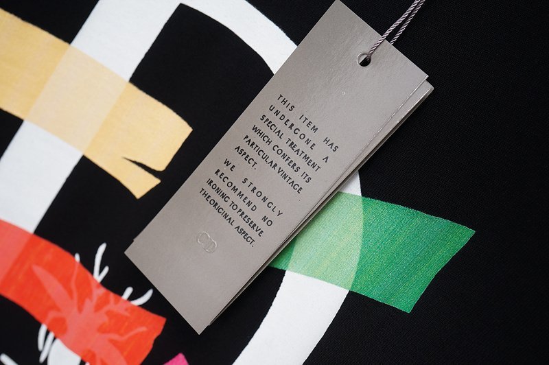 Футболка Christian Dior Logo With Multicolor Lines "Black" фото № 6