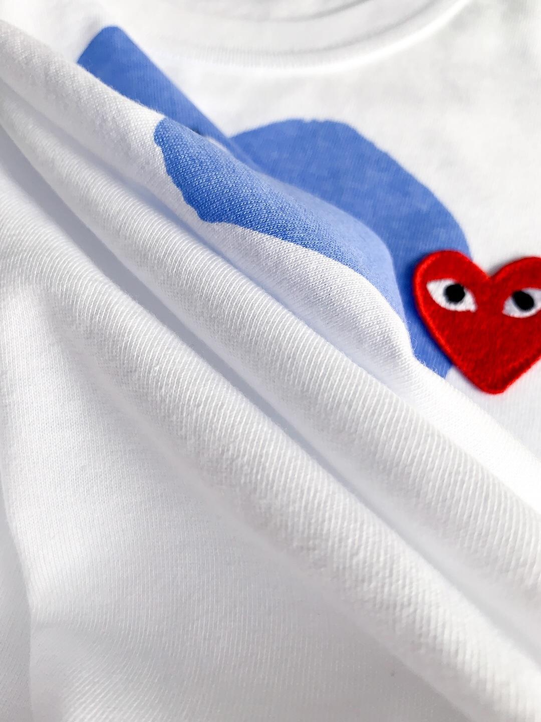 Футболка Comme des Garçons Play Blue Heart Eyes "White" фото № 6