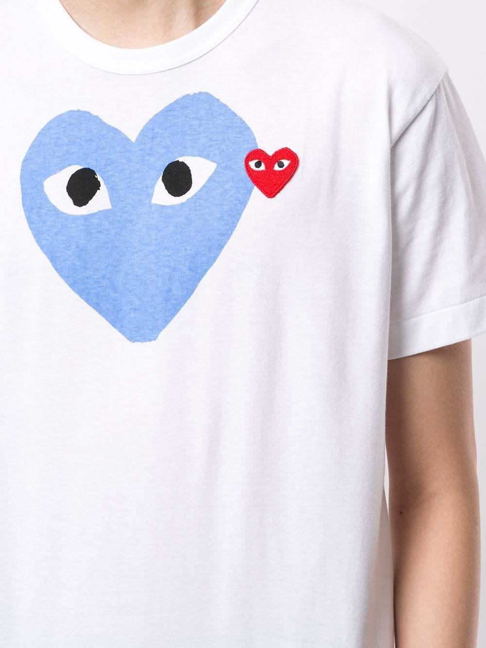 Футболка Comme des Garçons Play Blue Heart Eyes "White" фото № 5