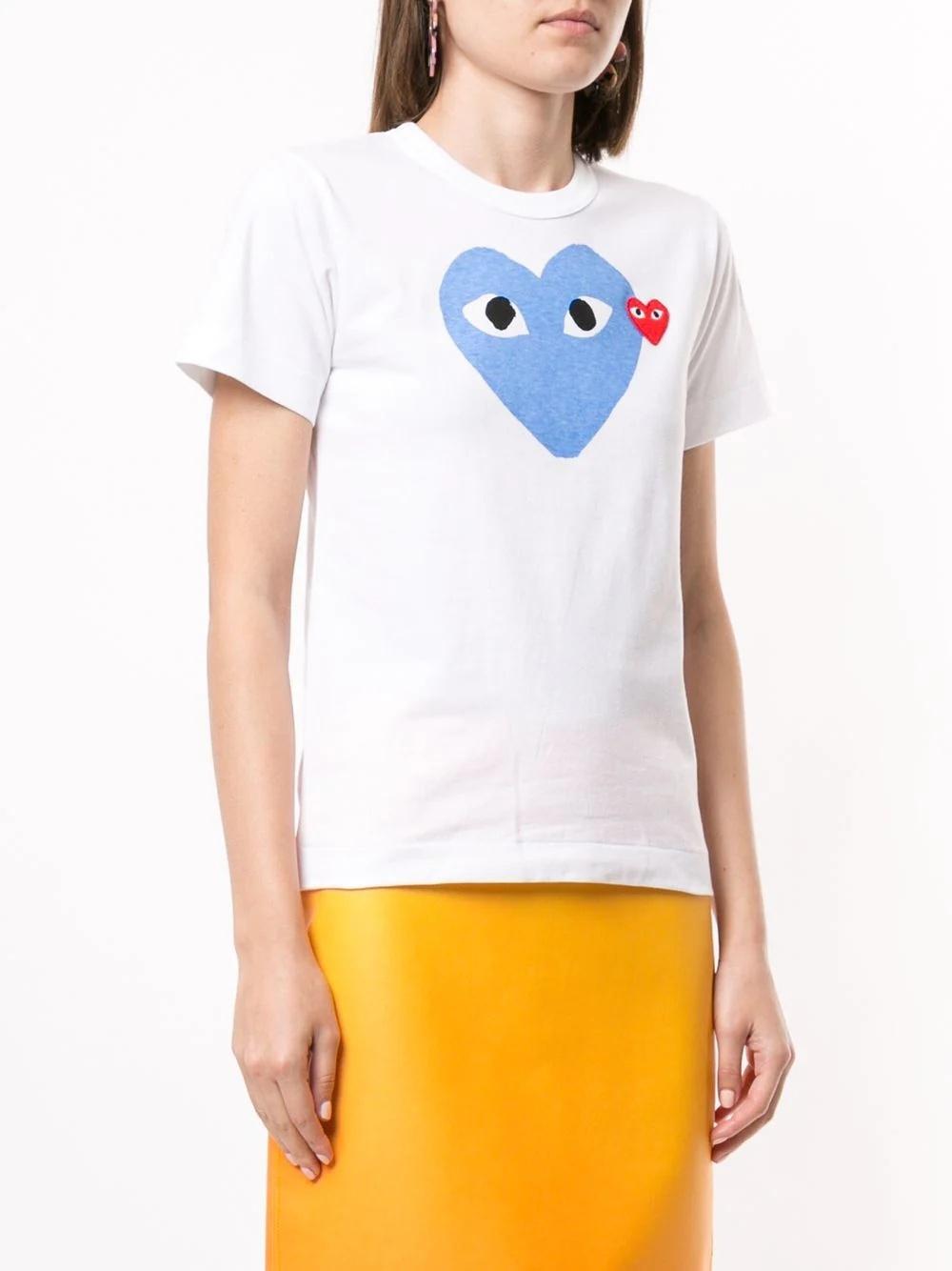 Футболка Comme des Garçons Play Blue Heart Eyes "White" фото № 9