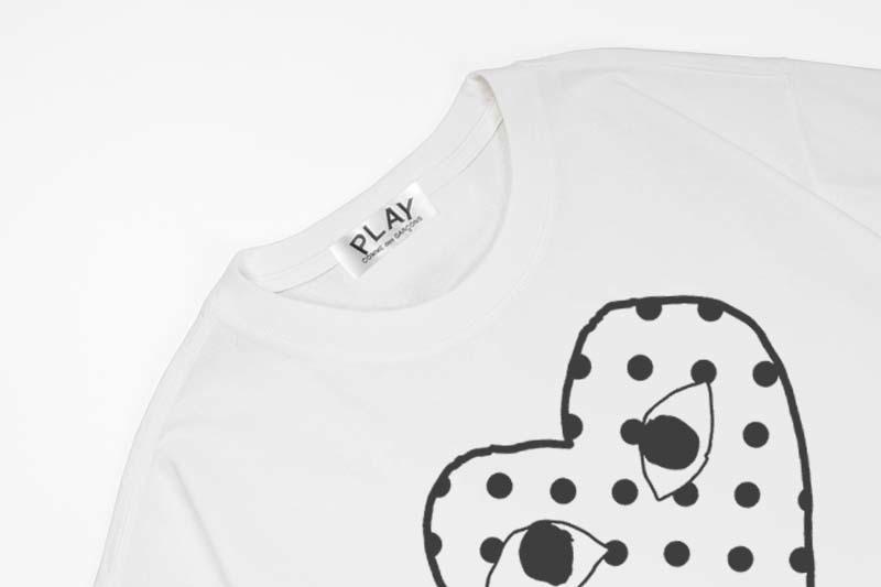 Футболка Comme des Garçons Play Big Dot Heart Eyes "White" фото № 3