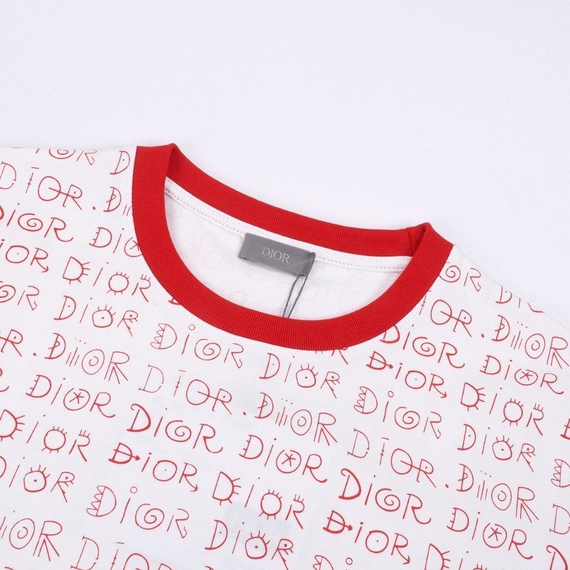 Футболка Dior Print With Text Of Brand Name "White/Red" фото № 2