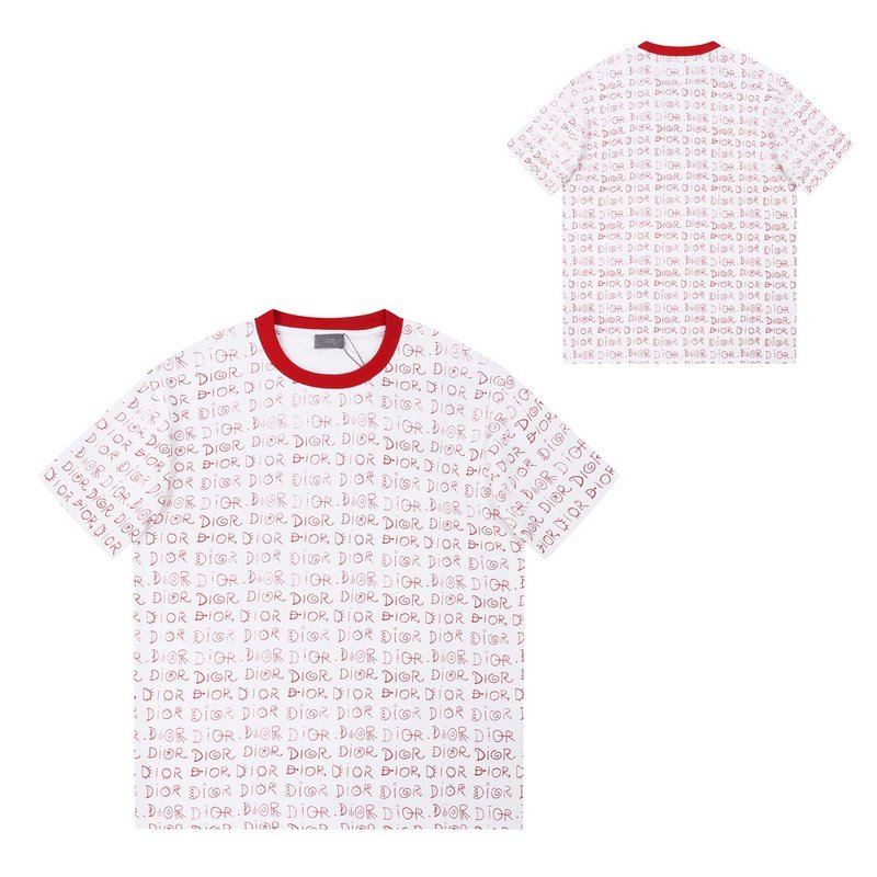 Футболка Dior Print With Text Of Brand Name "White/Red" фото № 3