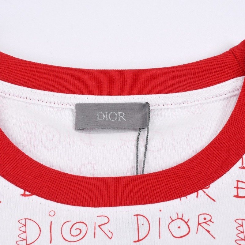 Футболка Dior Print With Text Of Brand Name "White/Red" фото № 5