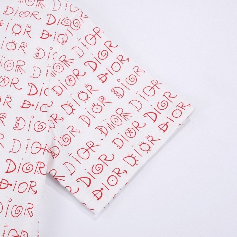 Футболка Dior Print With Text Of Brand Name "White/Red" фото № 7