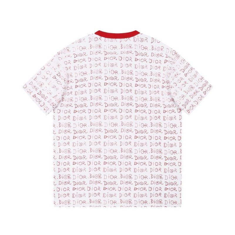 Футболка Dior Print With Text Of Brand Name "White/Red" фото № 8
