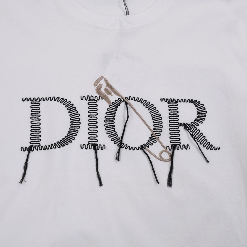 Футболка Dior Logo Made Of Thread With A Pin "White" фото № 5