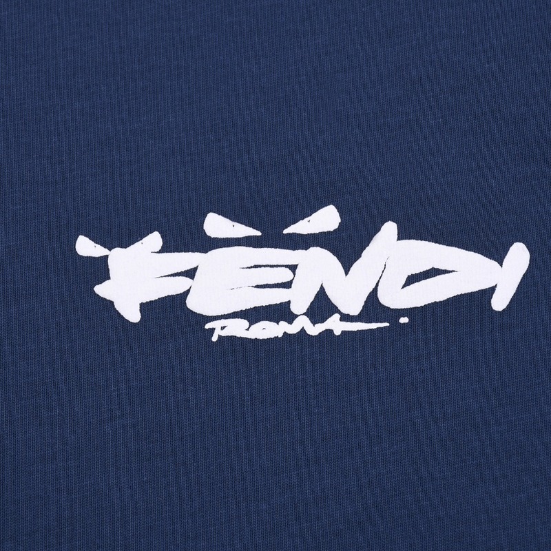 Футболка Fendi With Brand Patterns On The Sleeve "Blue" фото № 7
