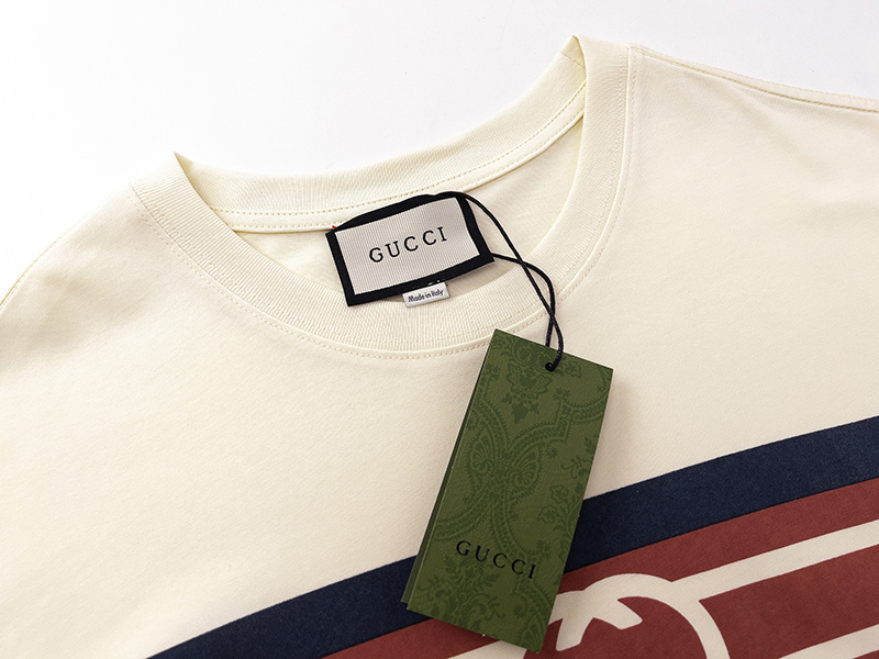 Футболка Gucci Made Of Cotton With Interlaced Letters "Beige" фото № 7