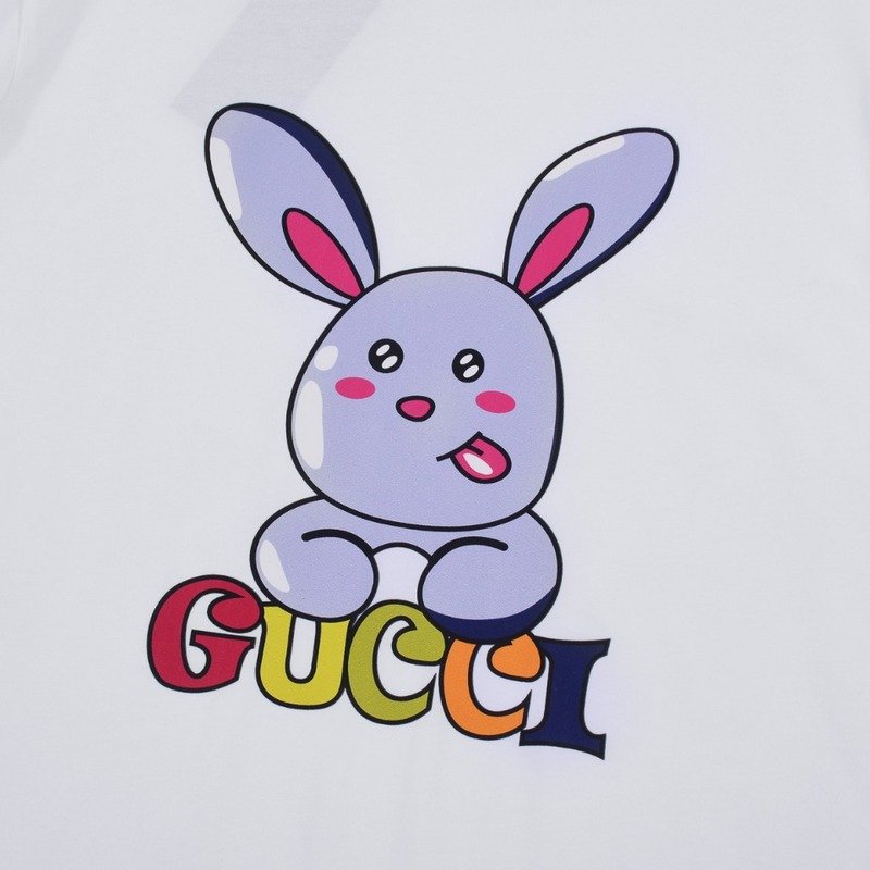 Футболка Gucci Graphic Rabbit Print With Logo "White" фото № 5
