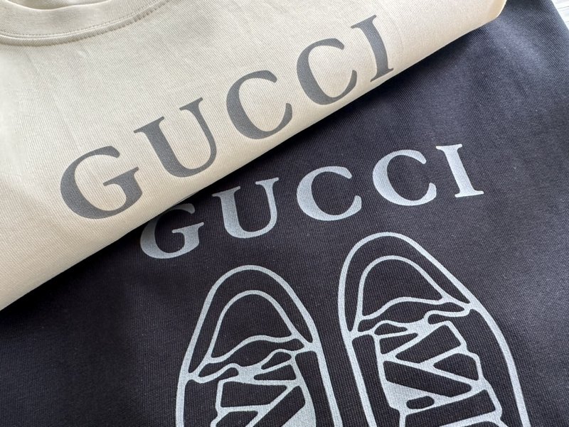 Футболка Gucci Shoes And Logo Print "Cream" фото № 6