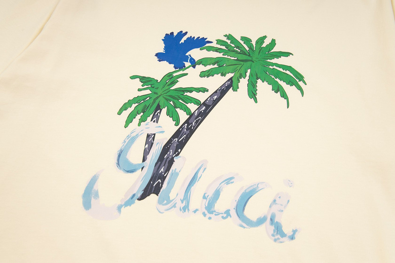 Футболка Gucci Two Palms Print "Beige" фото № 3