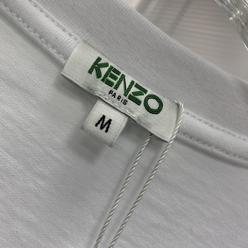 Футболка Kenzo With Red Text Logo - Tiger Head "White" фото № 5