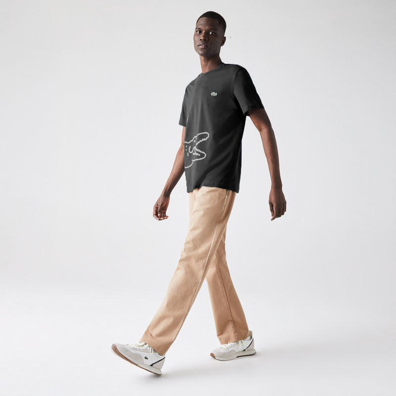 Футболка Lacoste Logos Pattern "Black" фото № 4