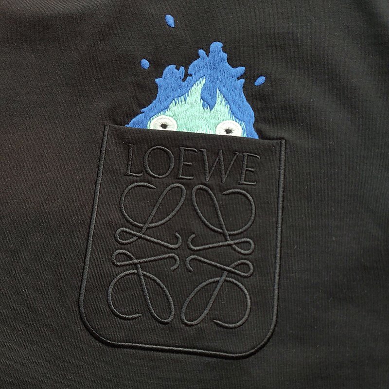 Футболка Loewe With Logo On The Pocket And Fire Pattern "Black" фото № 9