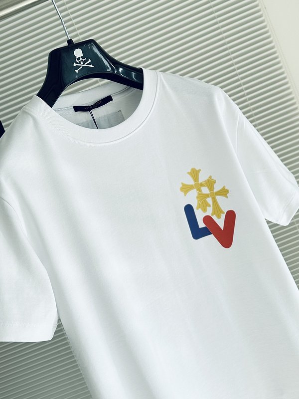 Футболка Louis Vuitton X Chrome Hearts With Color Logos Of Two Brands "White" фото № 3