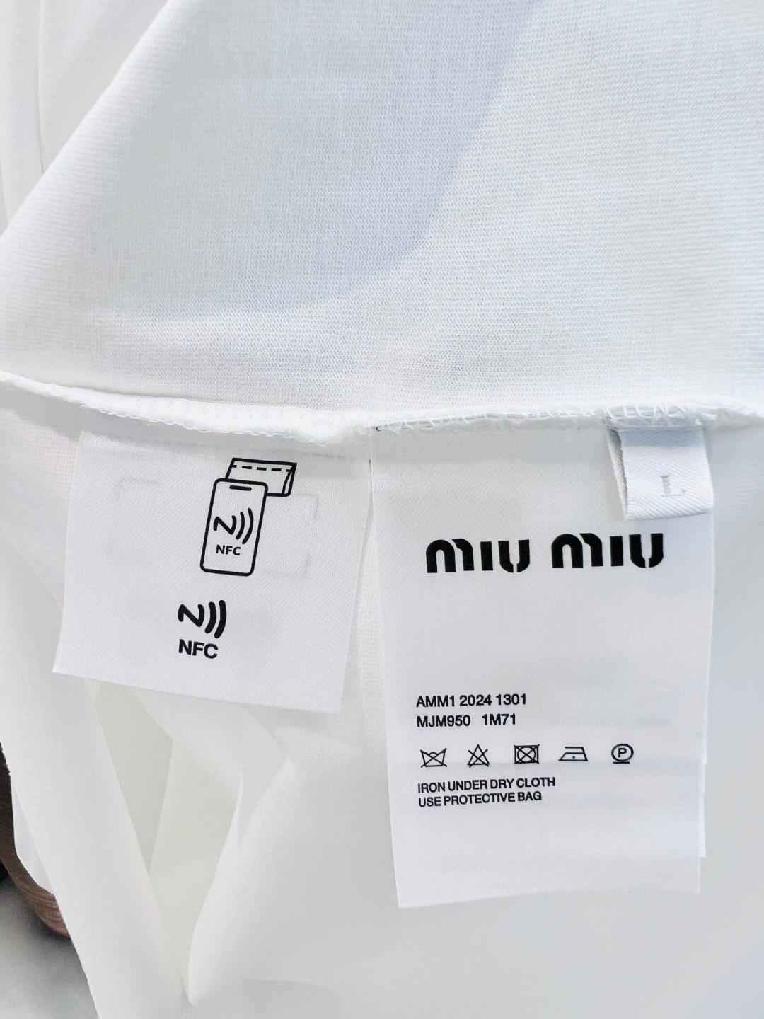 Футболка Miu Miu Frontside Contrast Color Logotype Miu Miu "White" фото № 5