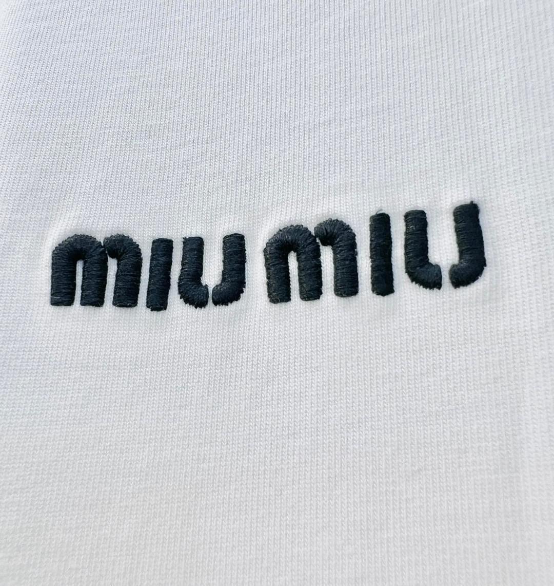 Футболка Miu Miu Frontside Contrast Color Logotype Miu Miu "White" фото № 2