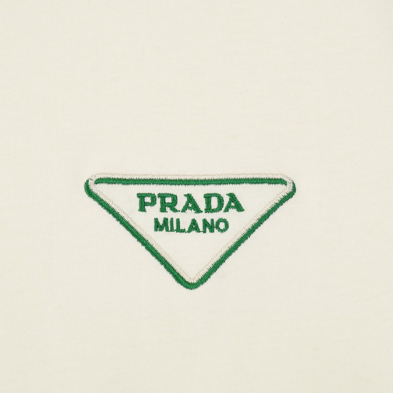 Футболка Prada Green Triangular Brand Logo "Cream" фото № 6