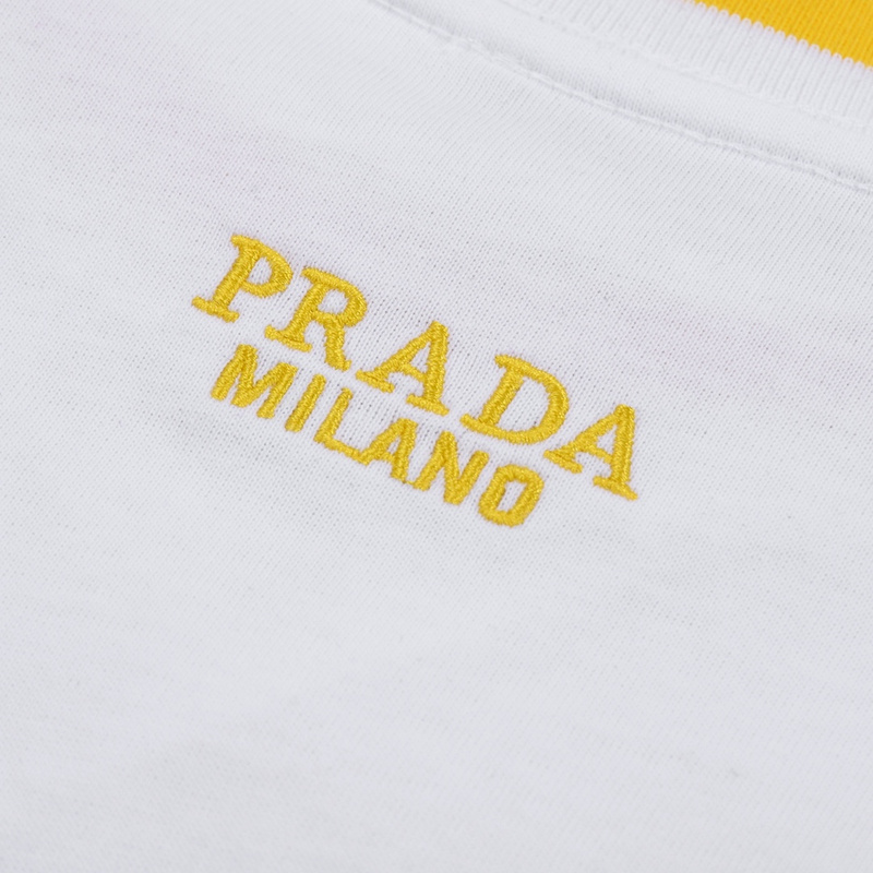Футболка Prada With Yellow Brand Logo "White" фото № 6