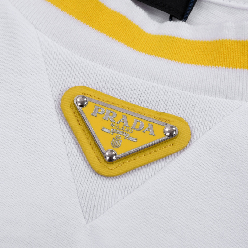 Футболка Prada With Yellow Brand Logo "White" фото № 7