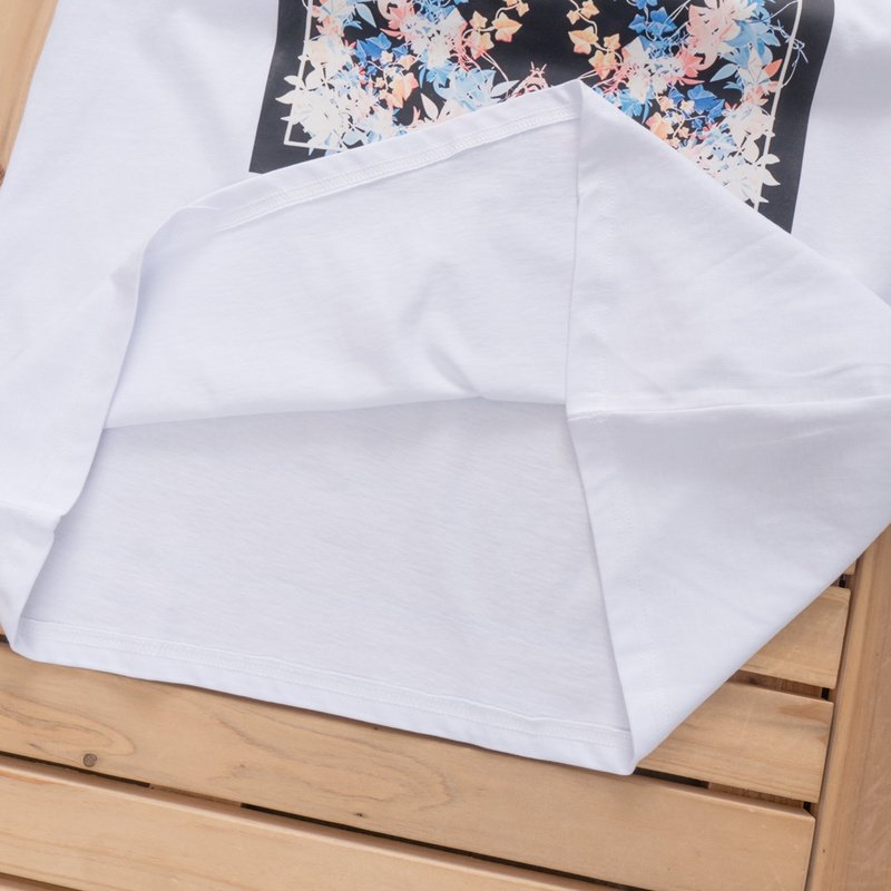 Футболка Purple Brand Rectangle Decorated By Flowers "White" фото № 6