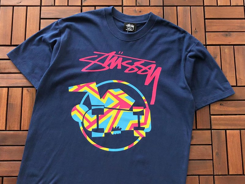 Футболка Stussy Colorful Circle With Image Inside And Logo "Blue" фото № 2