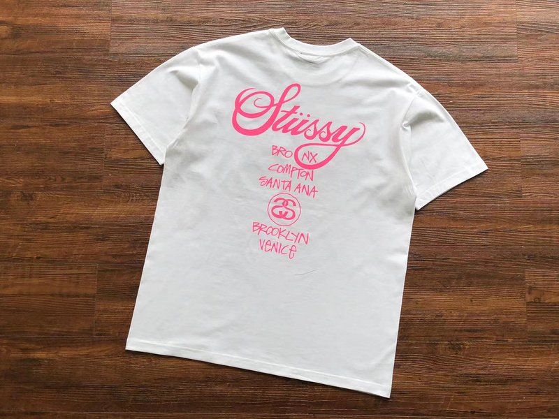 Футболка Stussy Colorful Cities List Under Logo "White" фото № 2