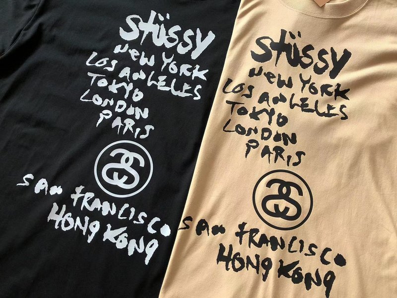 Футболка Stussy List With Cities And Letter With Mirror Image "Brown" фото № 4