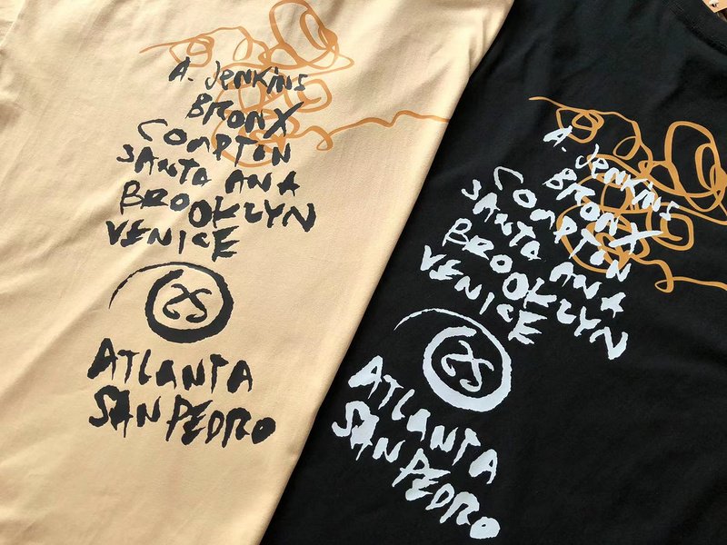 Футболка Stussy List With Cities And Letter With Mirror Image "Brown" фото № 3