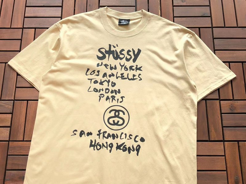 Футболка Stussy List With Cities And Letter With Mirror Image "Brown" фото № 5