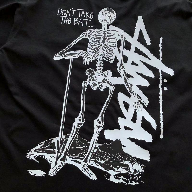 Футболка Stussy Skeleton With Inscription Don't Take The Bait "Black" фото № 5