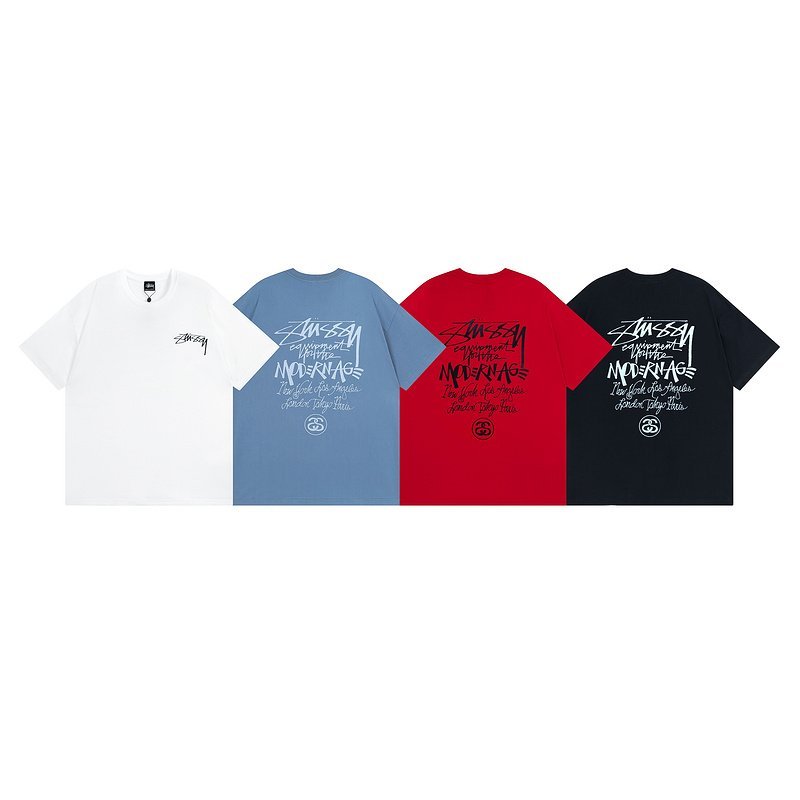 Футболка Stussy With Text Print Of City Names "White" фото № 2