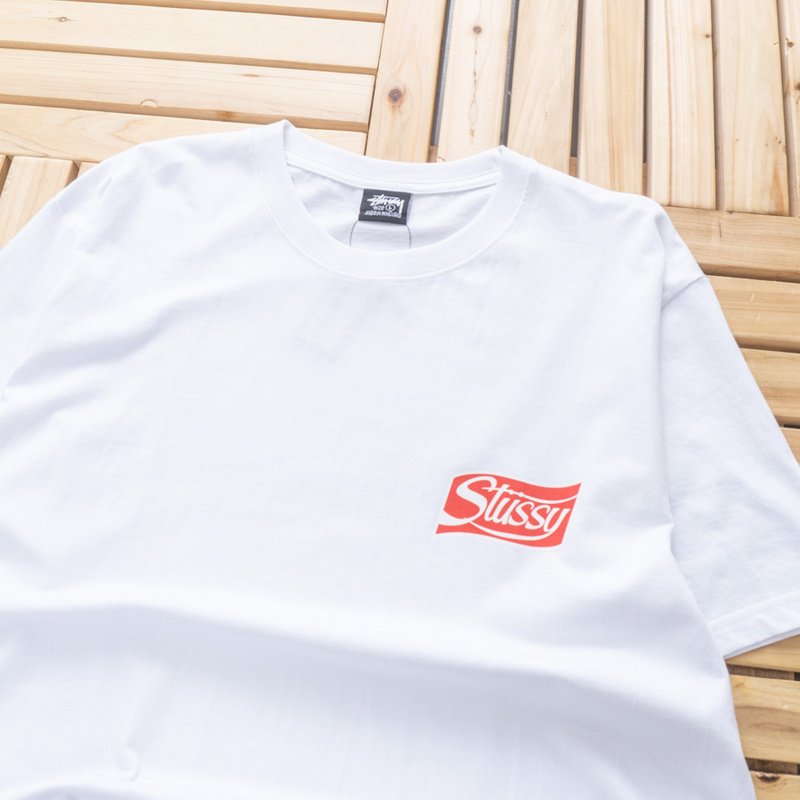 Футболка Stussy Small Logo Front And Can Print Back "White" фото № 2