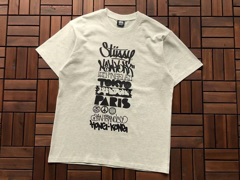 Футболка Stussy Front Lettering In Rectangle "Beige" фото № 3