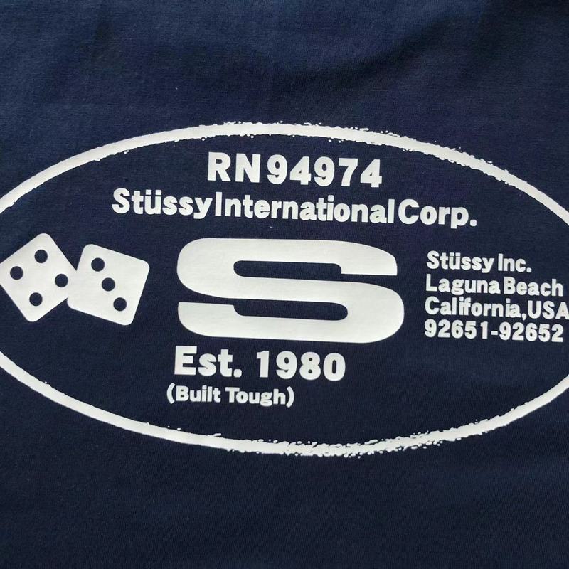 Футболка Stussy Lettering And Playing Cubes In Oval "Blue" фото № 3