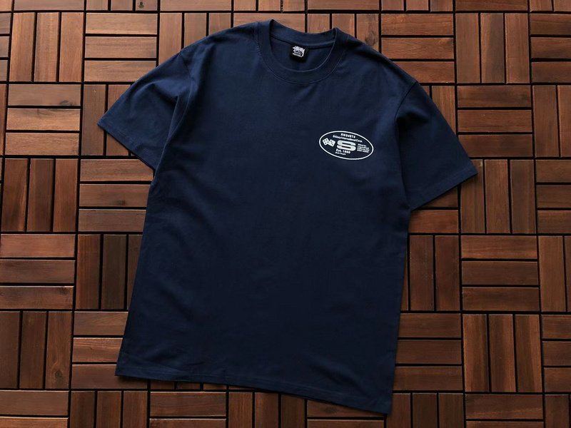 Футболка Stussy Lettering And Playing Cubes In Oval "Blue" фото № 2