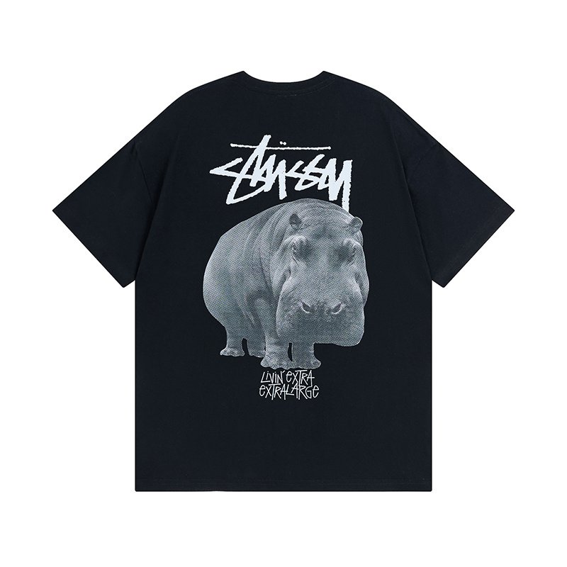 Футболка Stussy With A Hippo Print "Black" фото № 2