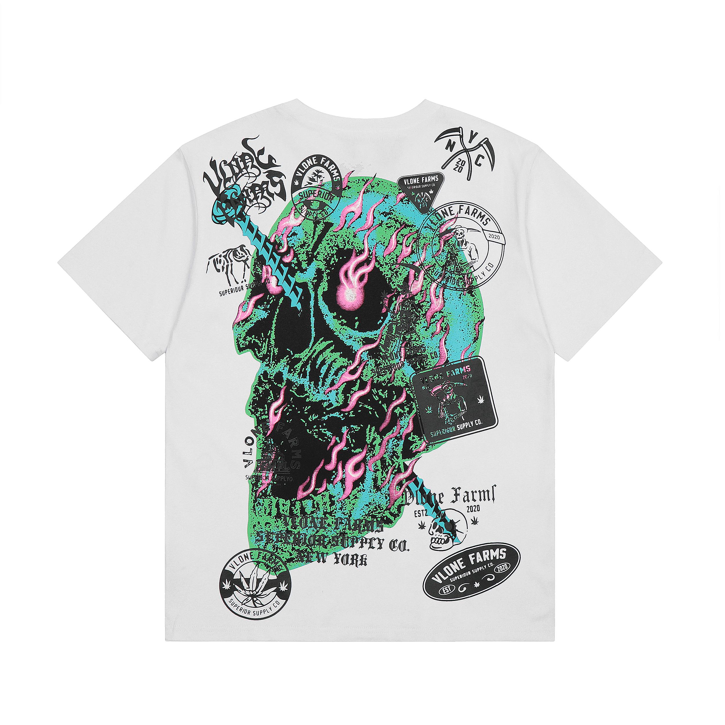 Футболка Vlone Multi Text Skull "White" фото № 2