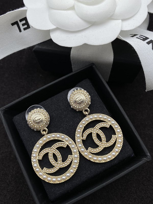 Серьги Chanel Logo Symbol Inside Circle "Gold" фото № 3