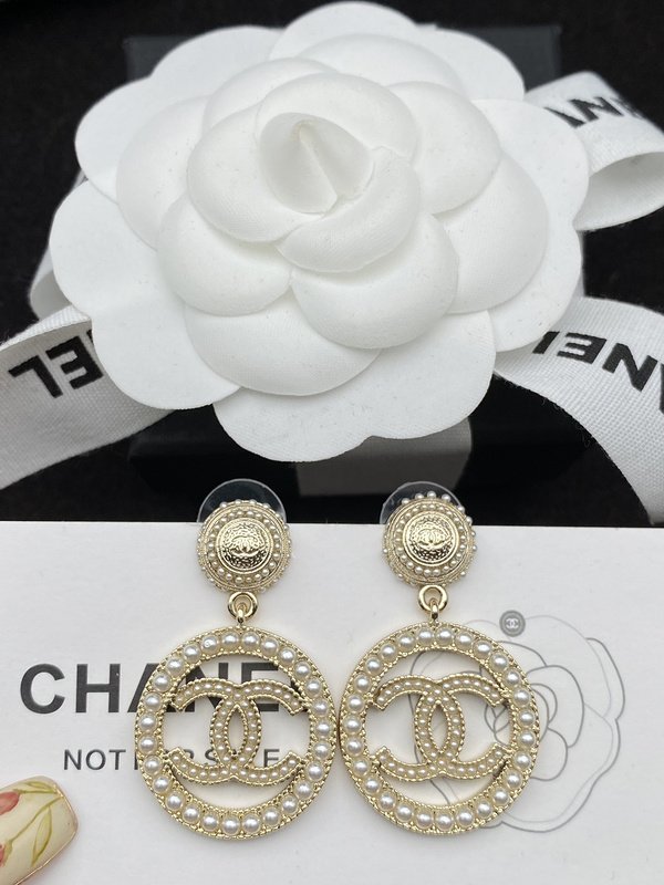 Серьги Chanel Logo Symbol Inside Circle "Gold" фото № 5