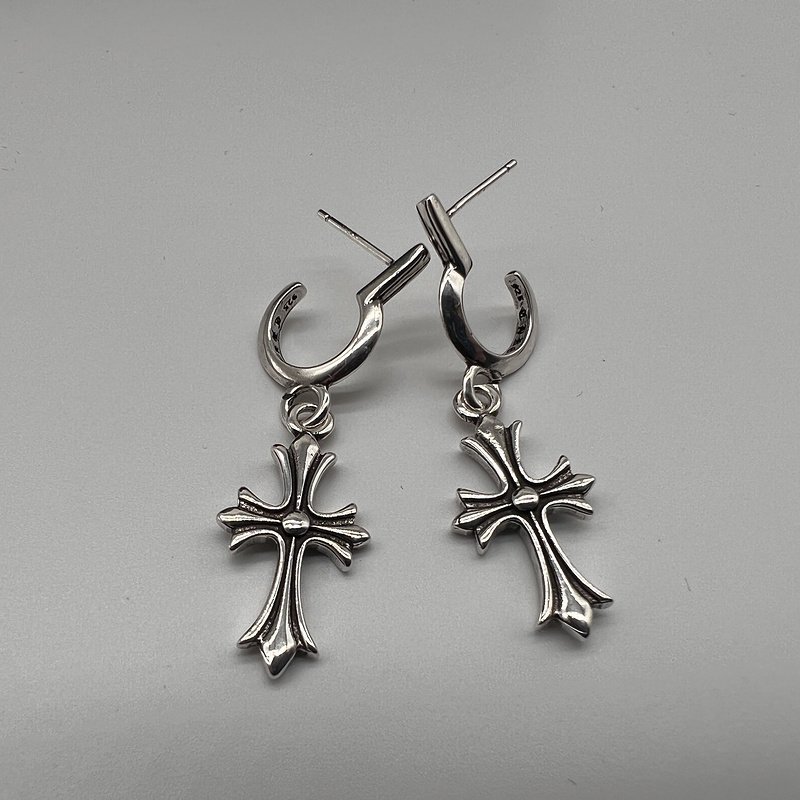 Серьги Chrome Hearts Branded - Cross "Silver" фото № 2